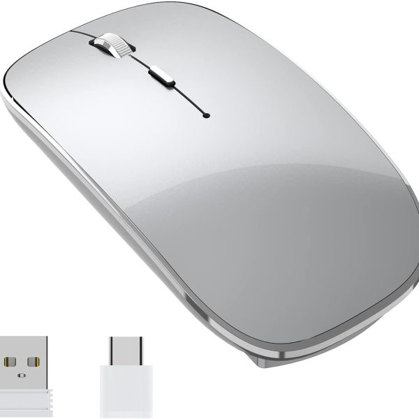 Ultra-slim Wireless Bluetooth Mouse – Rechargeable, Silent, with LED Light