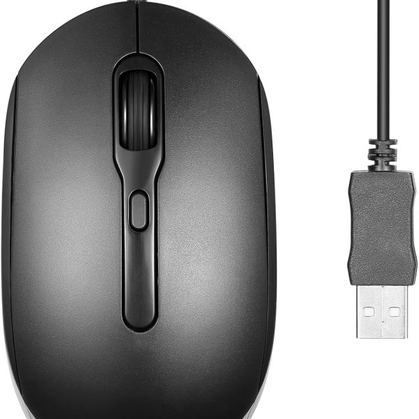 USB Wired Optical Mouse – 1.8m Cable & Silent Buttons