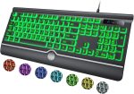 Large-Print Backlit Keyboard with Wrist Rest – 7-Color Backlight, USB Plug-and-Play
